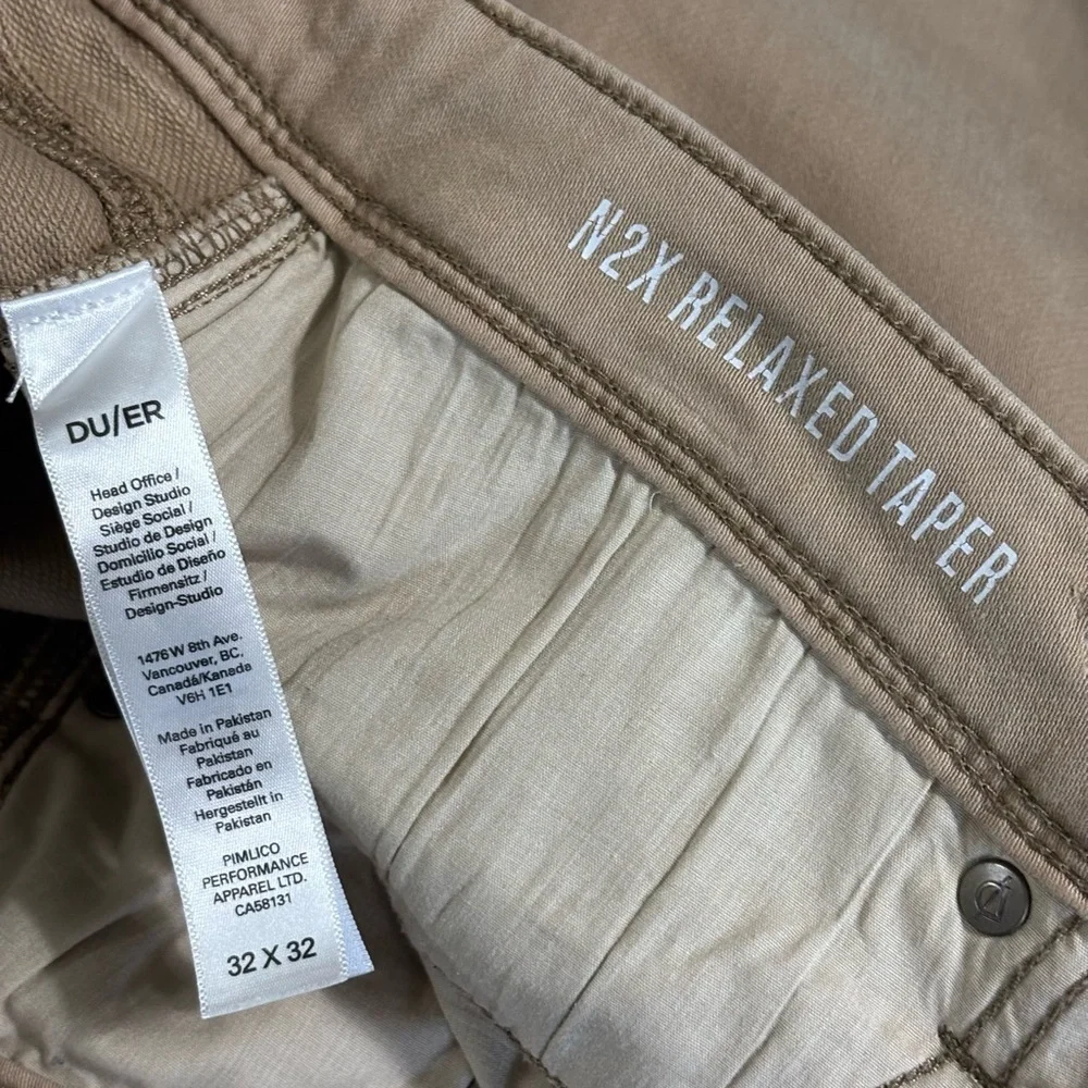 DU/ER No Sweat Khaki Pants Relaxed Taper Stretch Performance 32x32